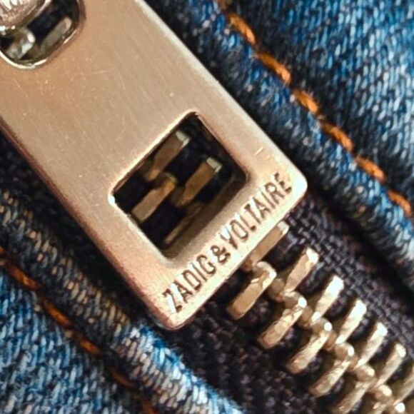 ZADIG & VOLTAIRE Ava Jeans Slim Raw Hem Denim Moto Boho 90s Y2k Grunge Edgy - Picture 6 of 8